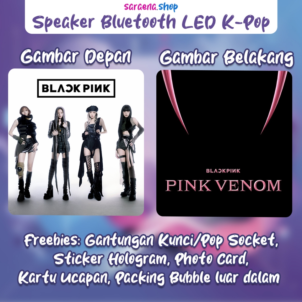 Speaker Bluetooth + Lampu BLACKPINK Pink Venom Version 1