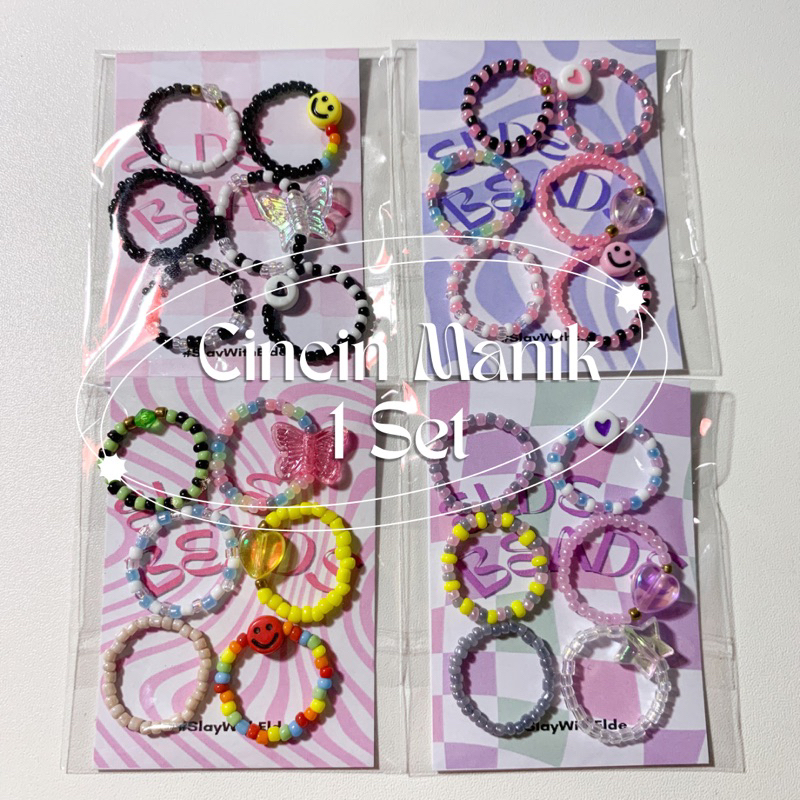 Cincin Manik Korea Set Isi 6pcs / Cincin Gift Manik Murah Lucu