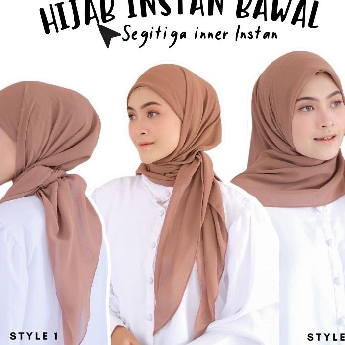 XVXP9681 TERBARU Hijab Segitiga Instan Bawal 1 layer plus inner /Segi3 /Segiempat instan inner/Cerut