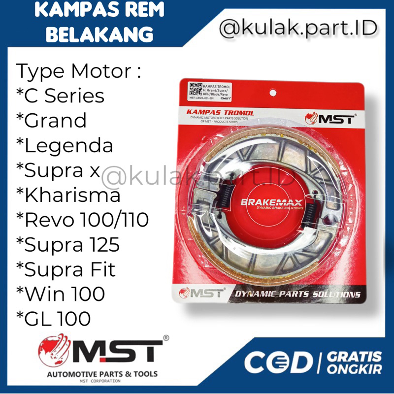 Kampas Rem Belakang Honda Grand Legenda Kharisma Supra x Win GL-100