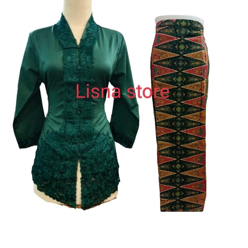 Kebaya Encim Lengan 7/8 Baju Encim Bordir Encim Kebaya Encim Modern Kebaya Encim Rok Tumpal