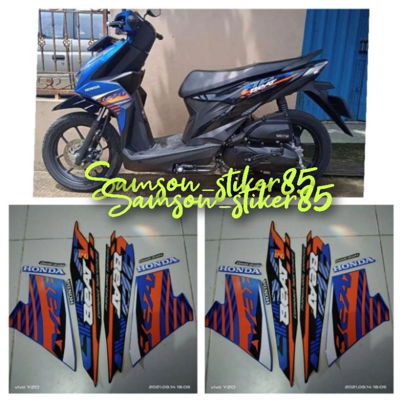 stiker striping lis les polet HONDA BEAT NEW CBS 2021 2022 hitam biru