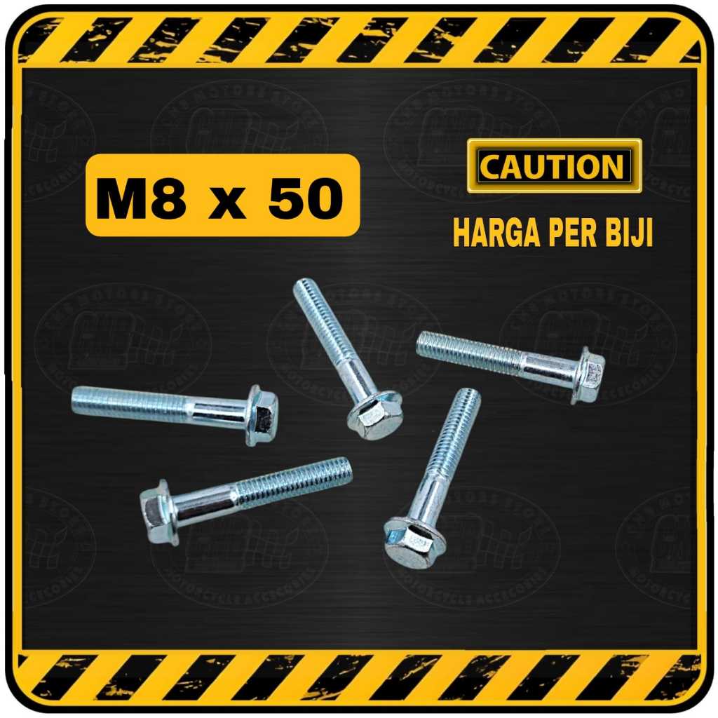BAUT FLANGE M8 X 50 M8x50 BAUT KUNCI 12 PANJANG 50 MM 5 CM