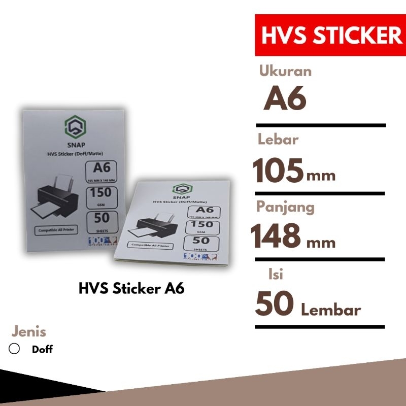 

Kertas HVS Sticker A6 Print Resi Label Pengiriman Market Place isi 50 Lembar Snap Stiker