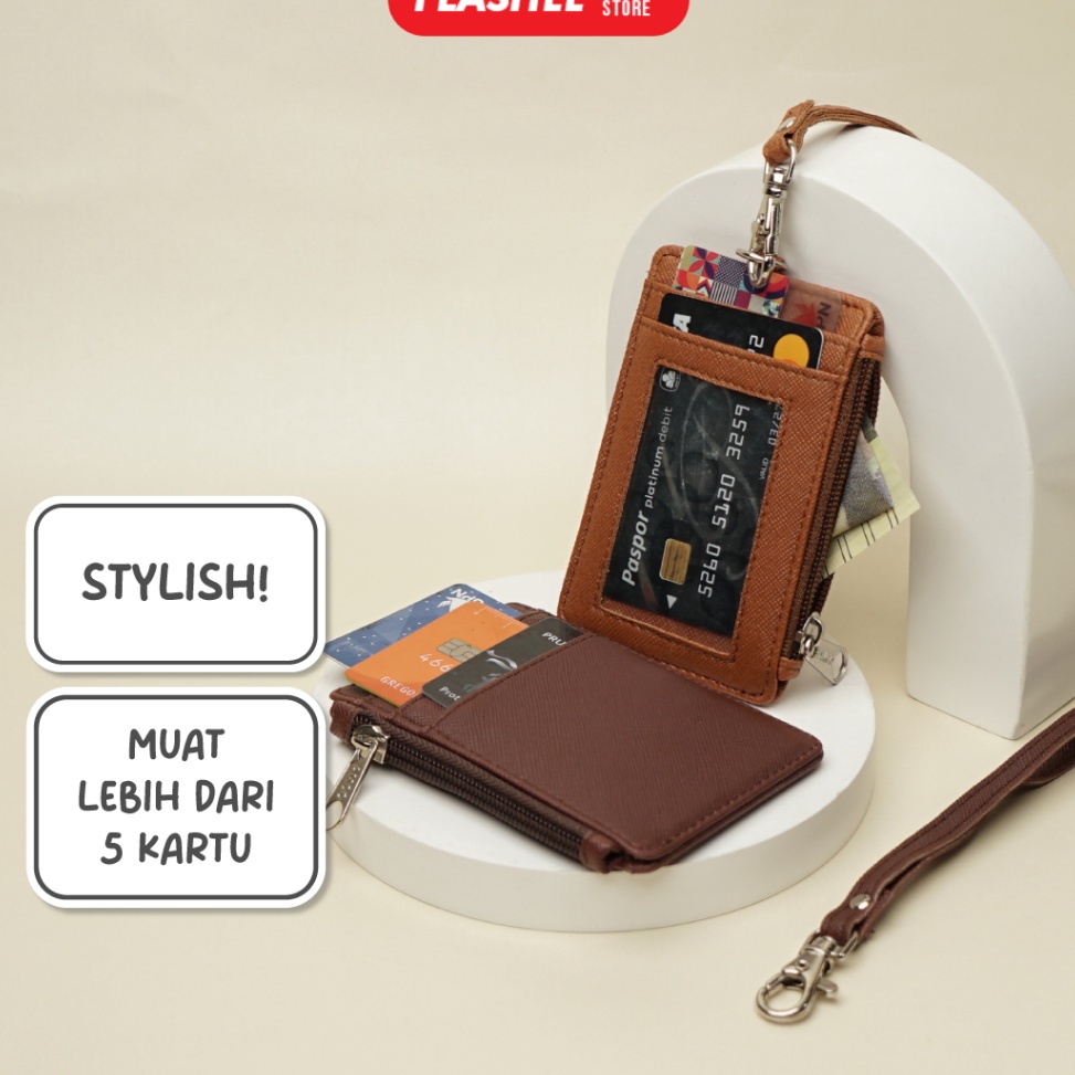 

COD ID Card Holder Resleting Name Tag Seleting ID Card Risleting Name Tag Lanyard Zipper Kulit Sintetis v2 Model Terbaru