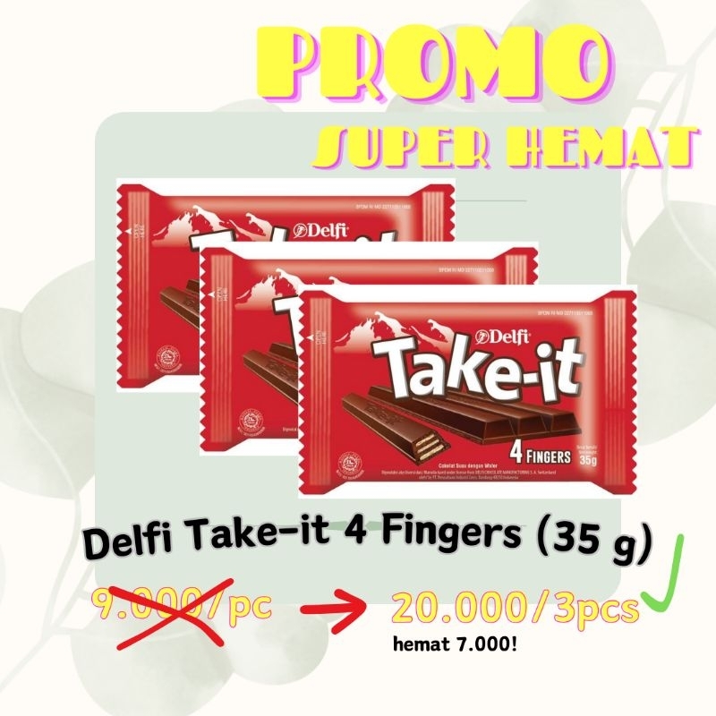 

Delfi Take-it 4 Fingers (35 g) Cokelat Delfi PROMO BUY 2 GET 1