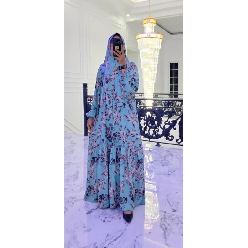 Gamis Lizam Kekinian 1 Set Kerudung Bahan Crinkle vip
