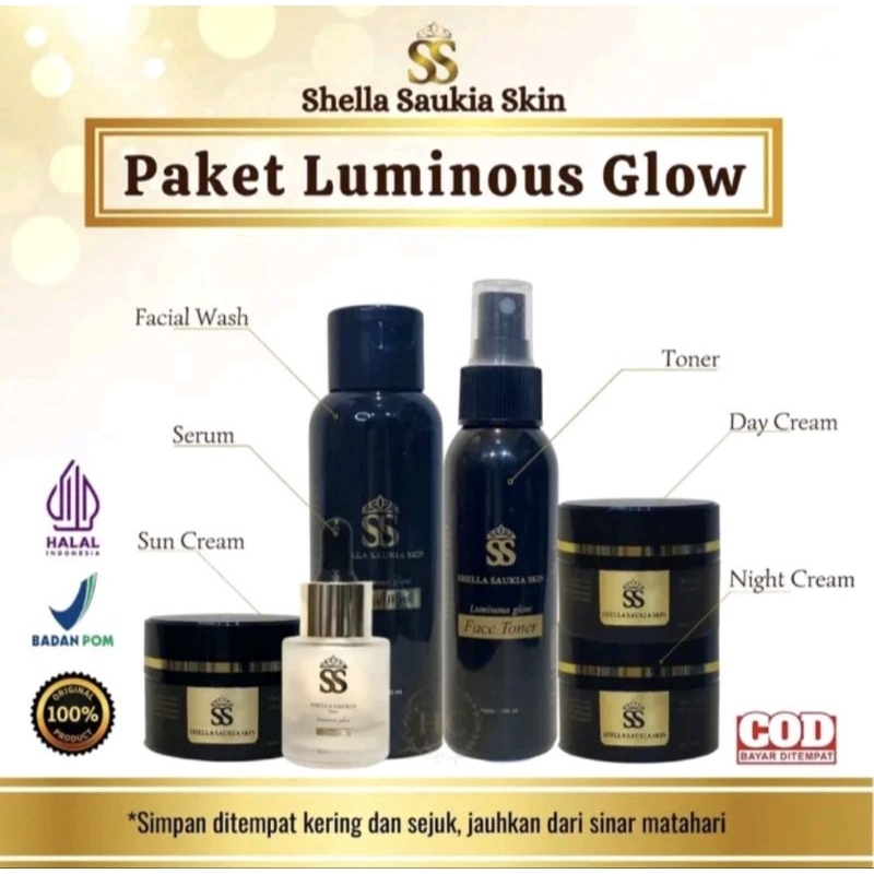 PAKET LUMINOUS GLOW SHELLA SAUKIA SKINCARE PLUS BONUS SABUN COLLAGEN SS