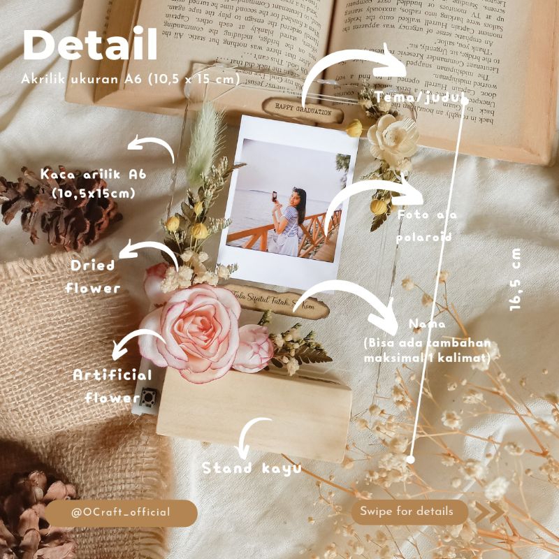 (NEW DESIGN) Akrilik Rustik (free box dan kartu ucapan) - Hadiah pernikahan murah | Hadiah ultah mur