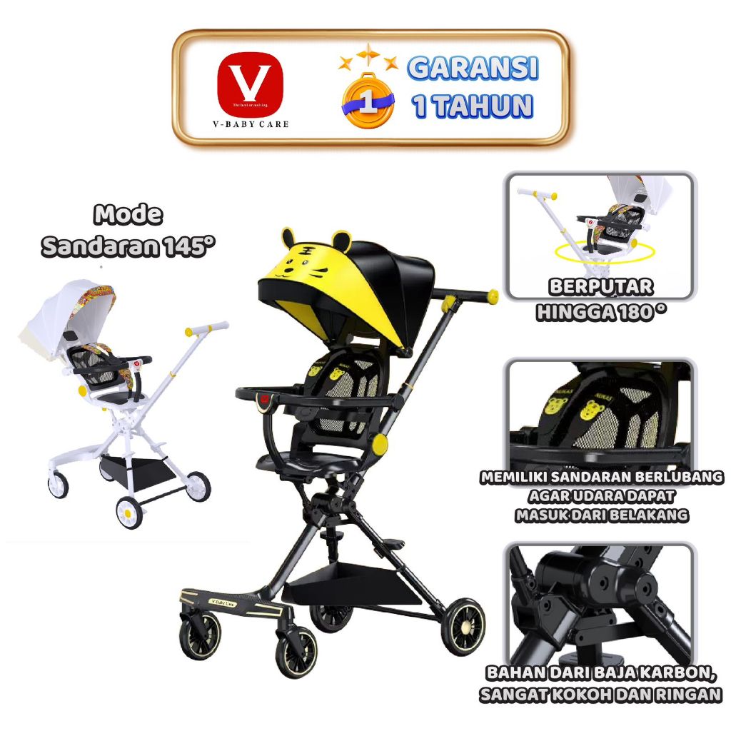 V-BABY CARE Stroller bayi/Stroller baby bisa lipat dan bisa 2 Arah/Kereta dorong bayi/Kereta dorong 