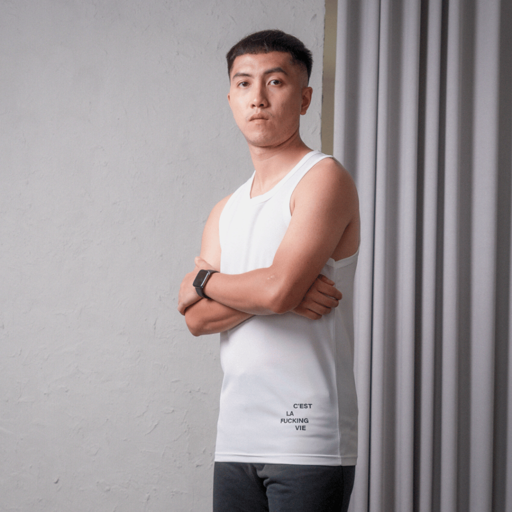 DONSON Sportswear Cest La Vie Singlet Tanktop Dalaman Olahraga Extra Fine Polyester Warna White