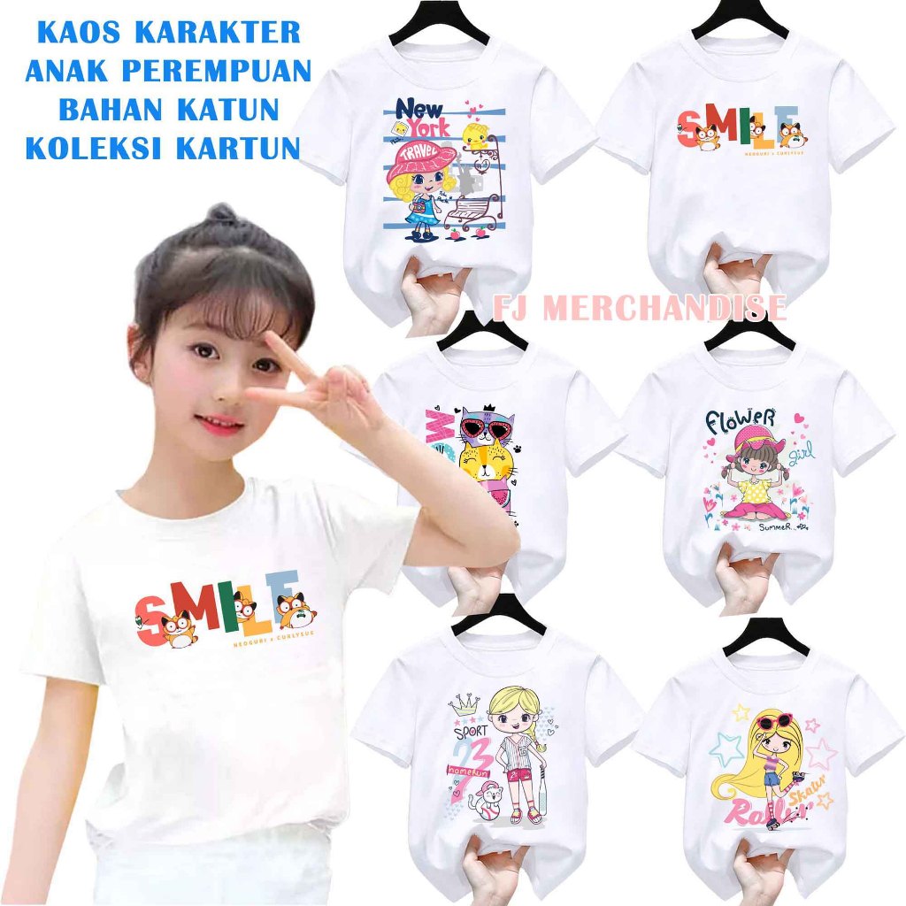 kaos distro anak perempuan karakter kaos anak perempuan anak lengan pendek