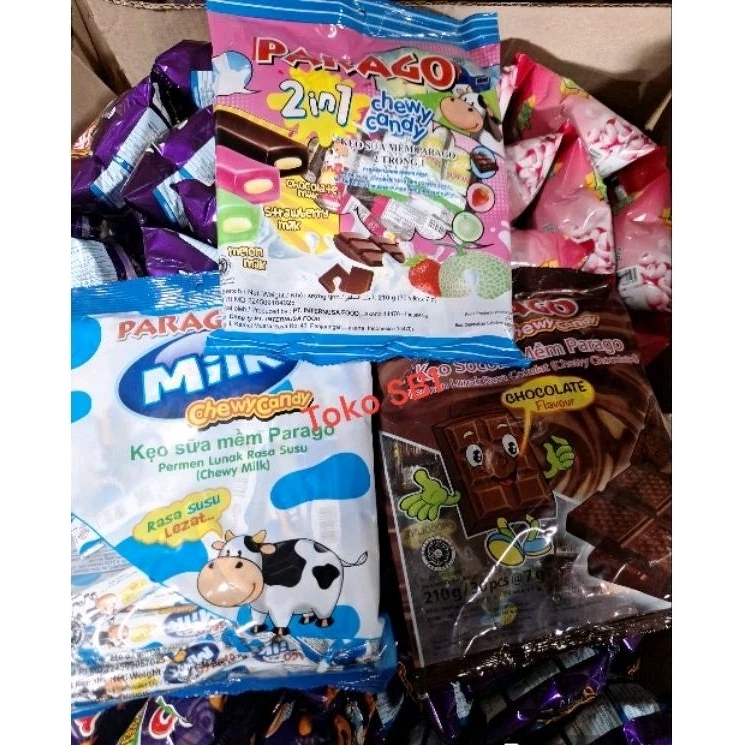 

PARAGO MILK CHOCOLATE 2in1 PERMEN CHEWY CANDY lunak all varian 210GR