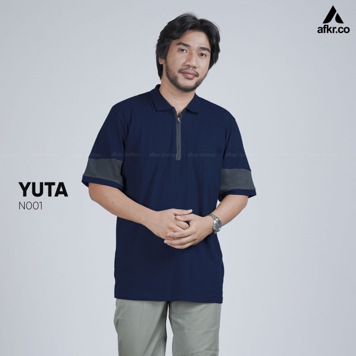 Baju Koko Muslim Kurta Kaos Pria Lengan Pendek Yuta