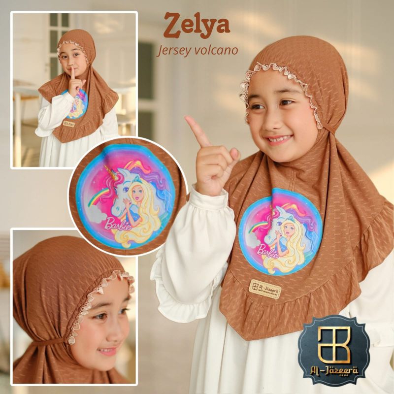 Hijab Instan Anak Aljazeera Bergo Anak Renda Tali Belakang Kerudung Anak Zelya Karakter Barbie