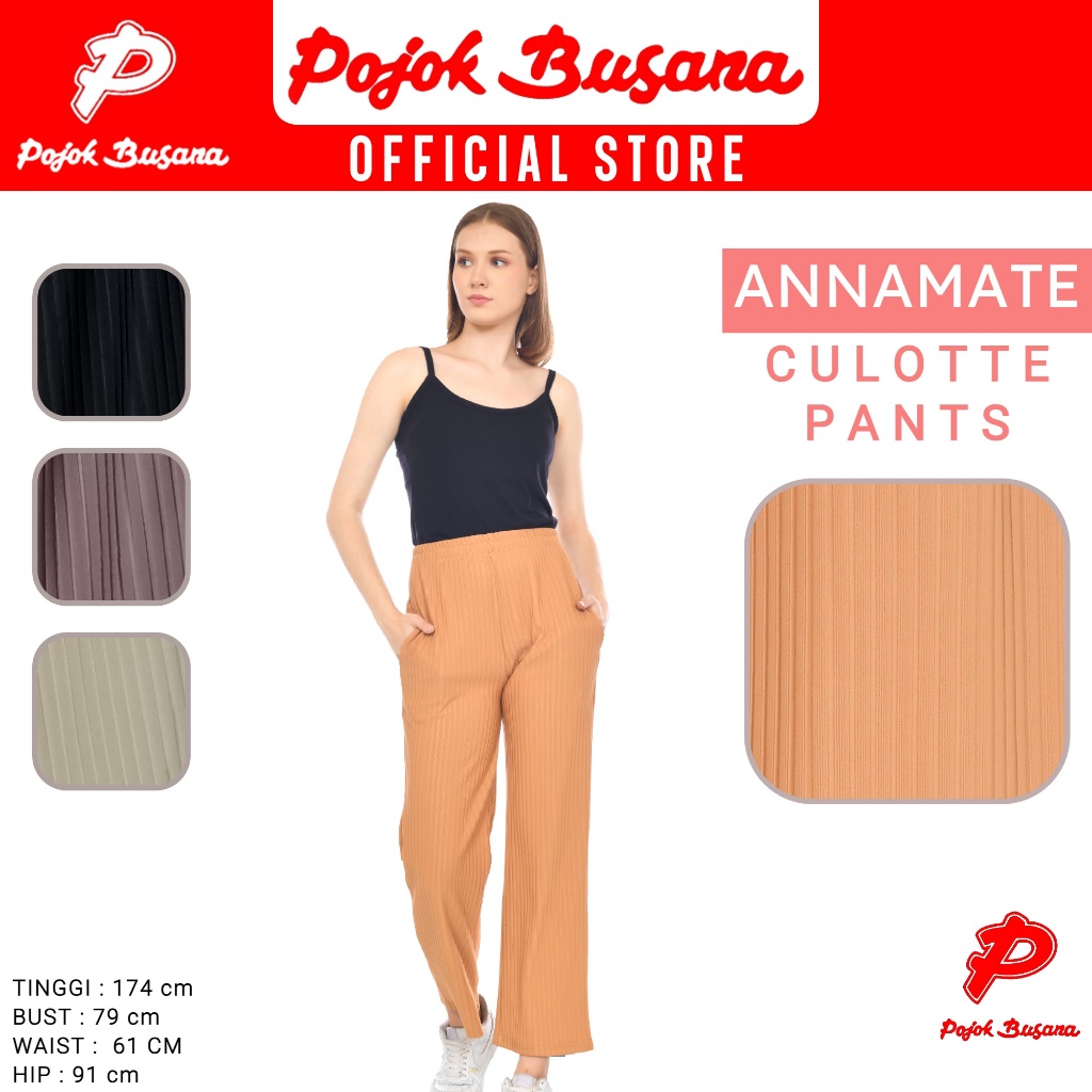 Pojok Busana ANNAMATE Celana Panjang Kulot Knit Hornet Wanita - Ladies Fashion Culottes Pants Knitte