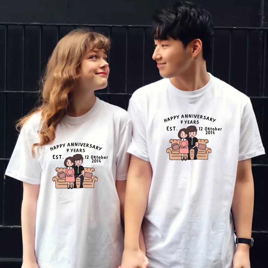 Kaos Couple/Pasangan HAPPY ANNIVERSARY COUPLE EST