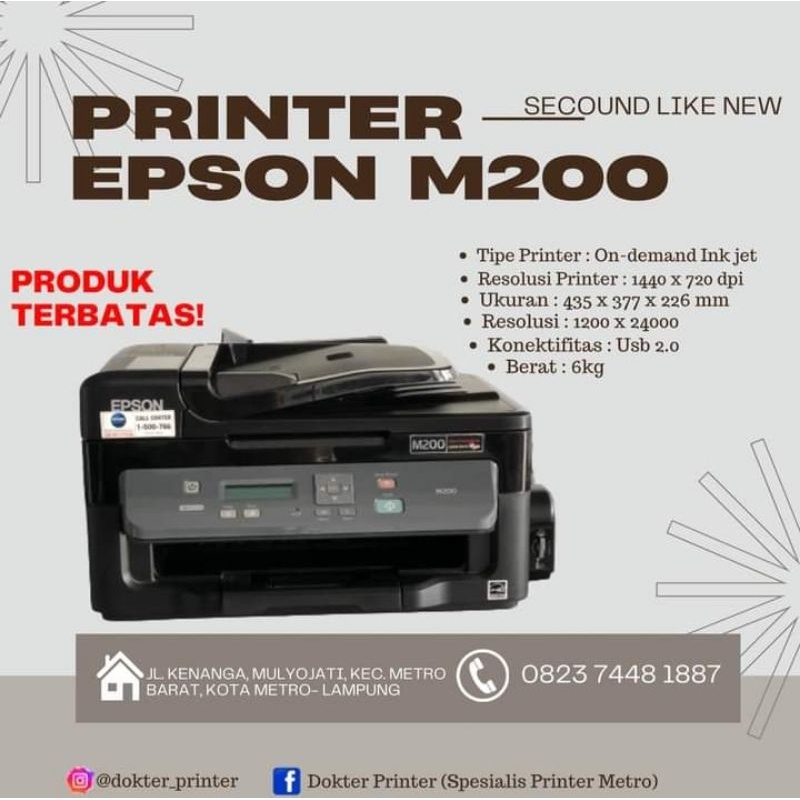 Printer Epson M200 Print Scan Copy ADF F4