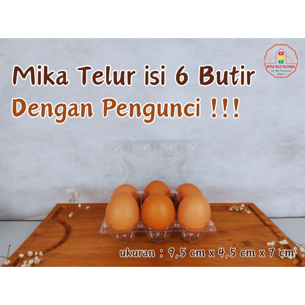 Mika Telur Isi 6 Butir Dengan Pengunci/Lock (isi 50 pcs mika telur)
