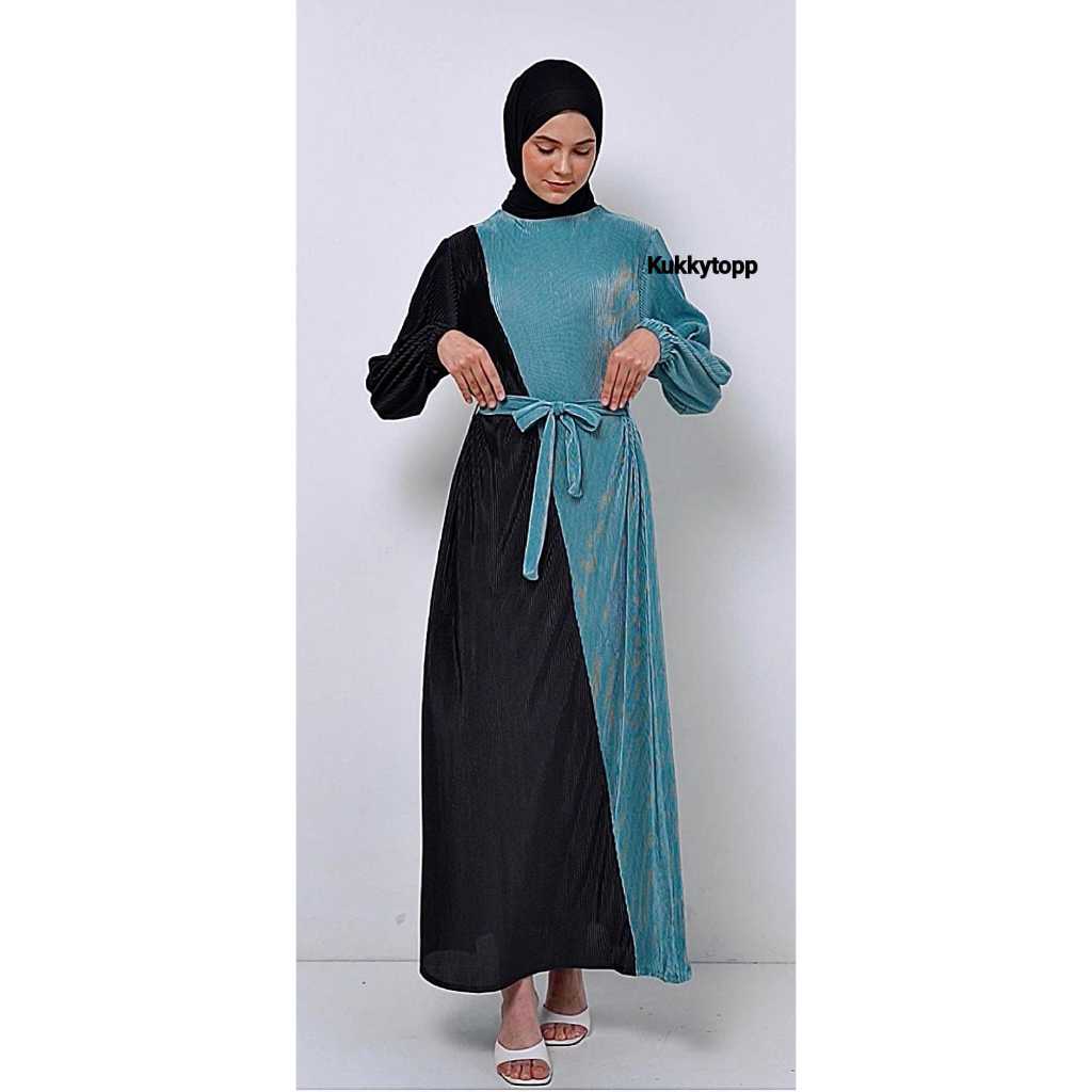 Kukky Top Dress Gamis Plisket Fashion Muslim Korean Style 13123