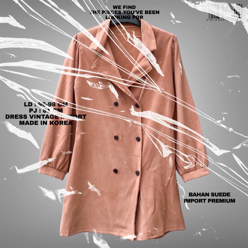 Dress blazer/Dress balmain/choco dress/vintage dress/korean style/dress bkk/office dress/suede dress