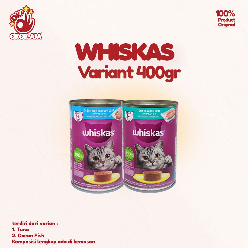 Makanan Kucing basah premium WHISKAS kaleng 400gr isi 24pcs ( 1dus ) - Whiskas premium wetfood