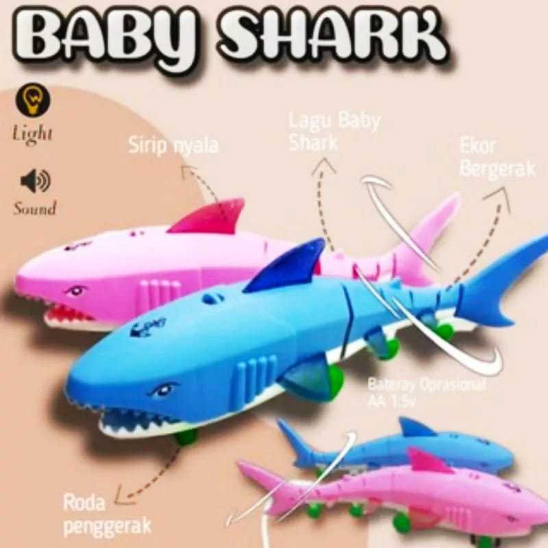 Mainan Baby Shark Ikan Hiu Nyala Ada Musik Dan Lampu Bisa Berjalan