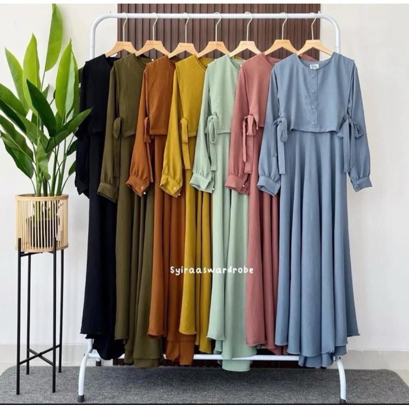 Gamis Vest Rompi Crinkle