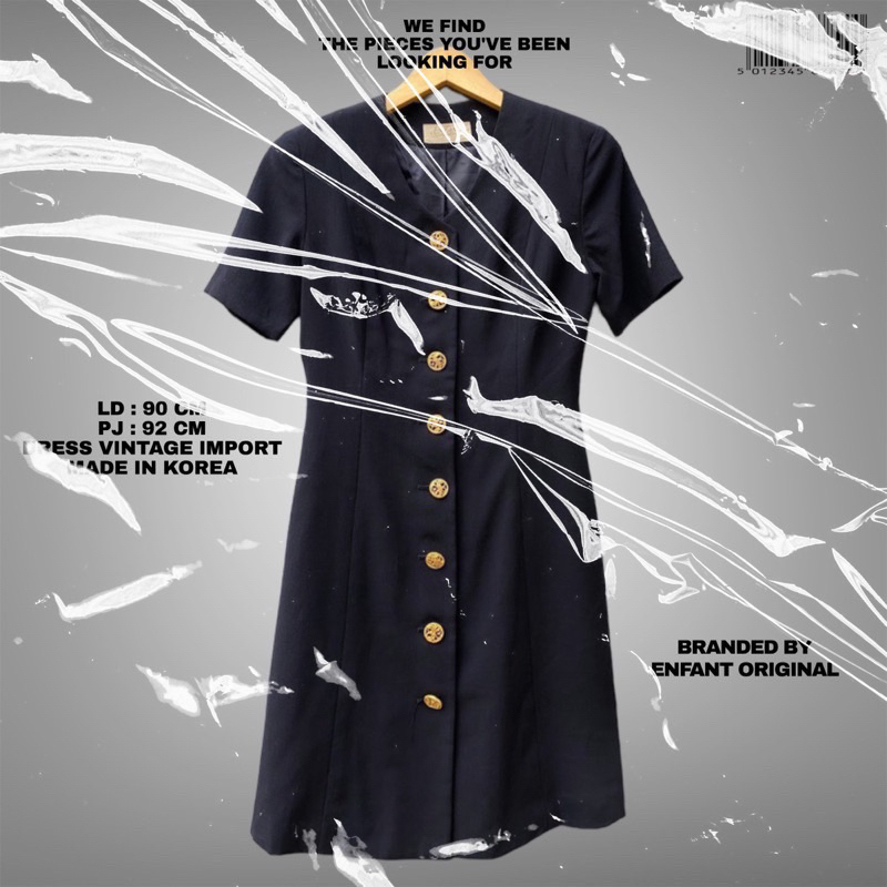 Enfant dress original/vintage dress/korean dress/navy dress/office dress/dress bkk/korean style/vint
