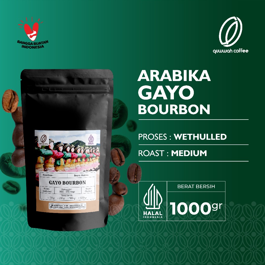 

Biji Kopi Bubuk Arabika Gayo Bourbon Arabica Coffee Beans Single Origin Coffee Roast Bean Tubruk Espresso Dan Manual Brew 1 Kg