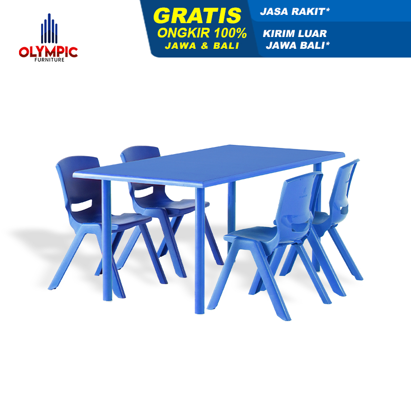 Olympic Paket Meja Kursi New Normal MT KIDS 120 -  Meja Tulis Anak / Meja Aktivitas + Kursi Anak Pla