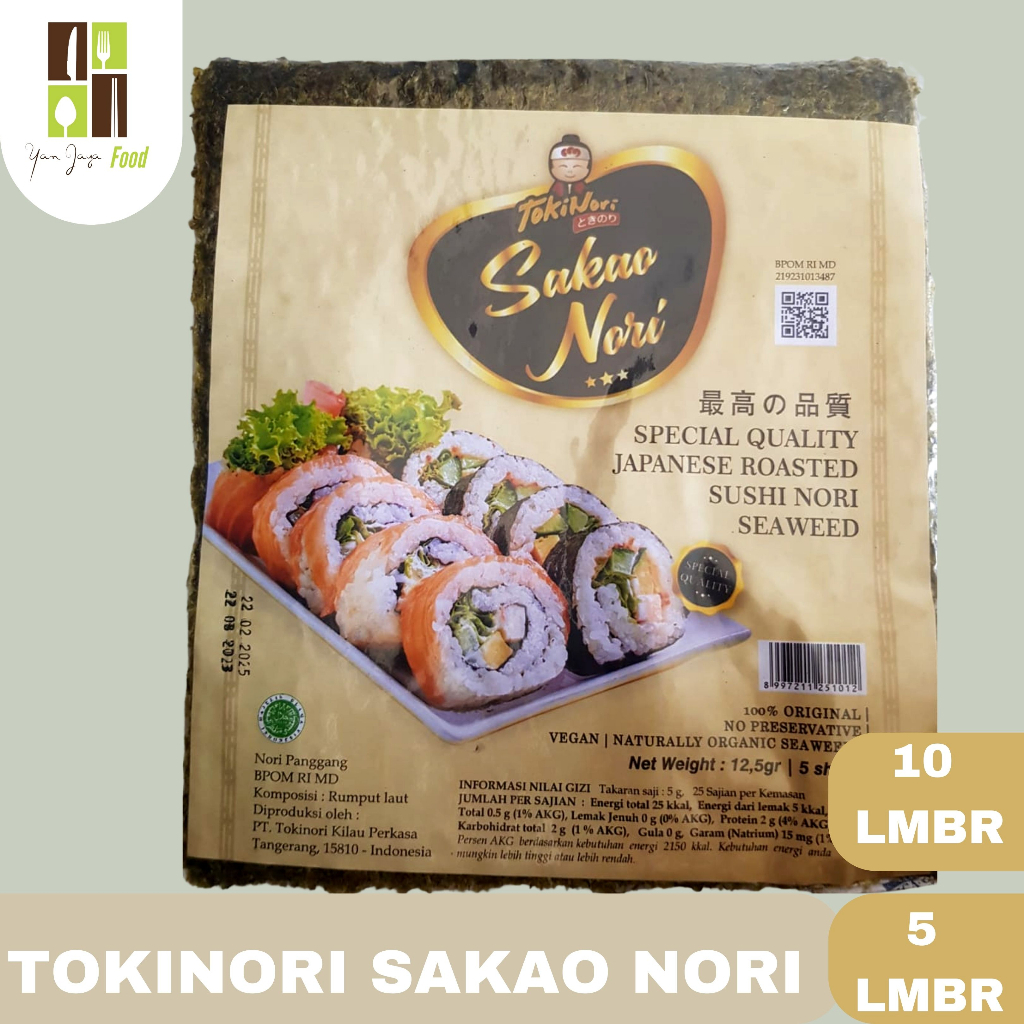 

Tokinori Sakao Nori / Rumput Laut Kering / Sushi Nori / Kimbab / isi 5 / 10 Lembar