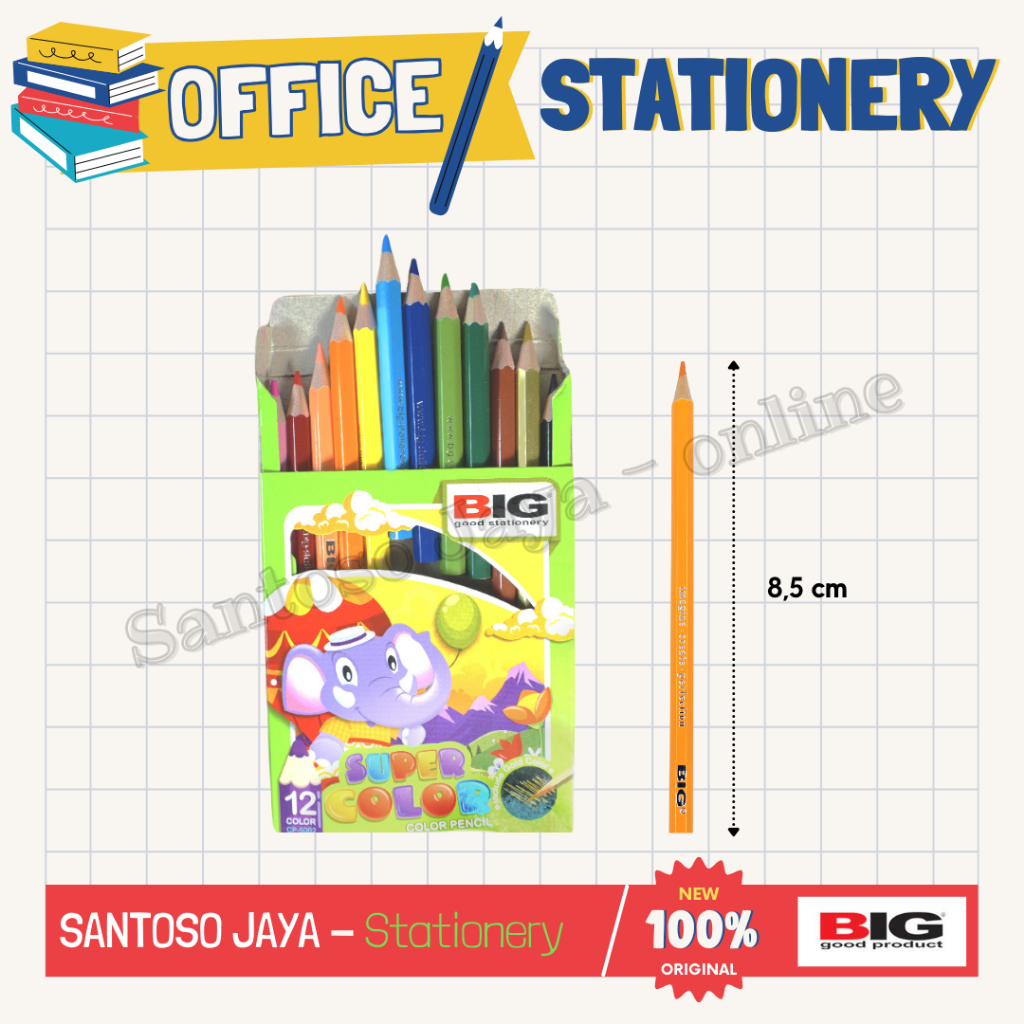 

Pensil Warna BIG - 12 Colour Pencils - 12S Pendek - CP-5002