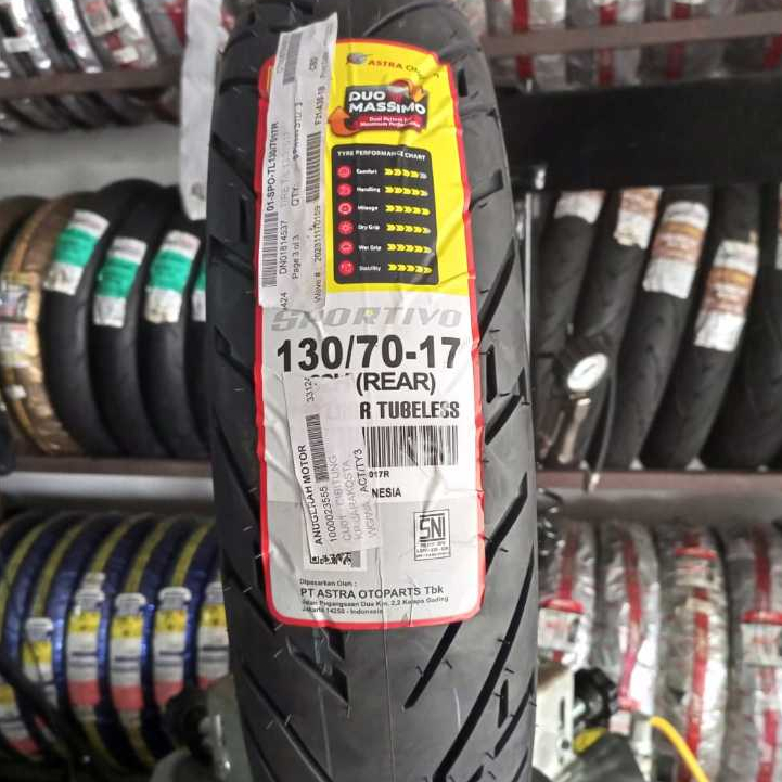 Ban luar Aspira sportive PREMIO ukuran 130/70-17 Tubeless