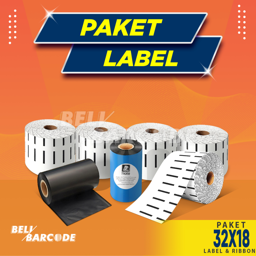 

Kertas Label Semicoat 32x18 5 Roll & Ribbon Premium Wax 110x300 1 Roll