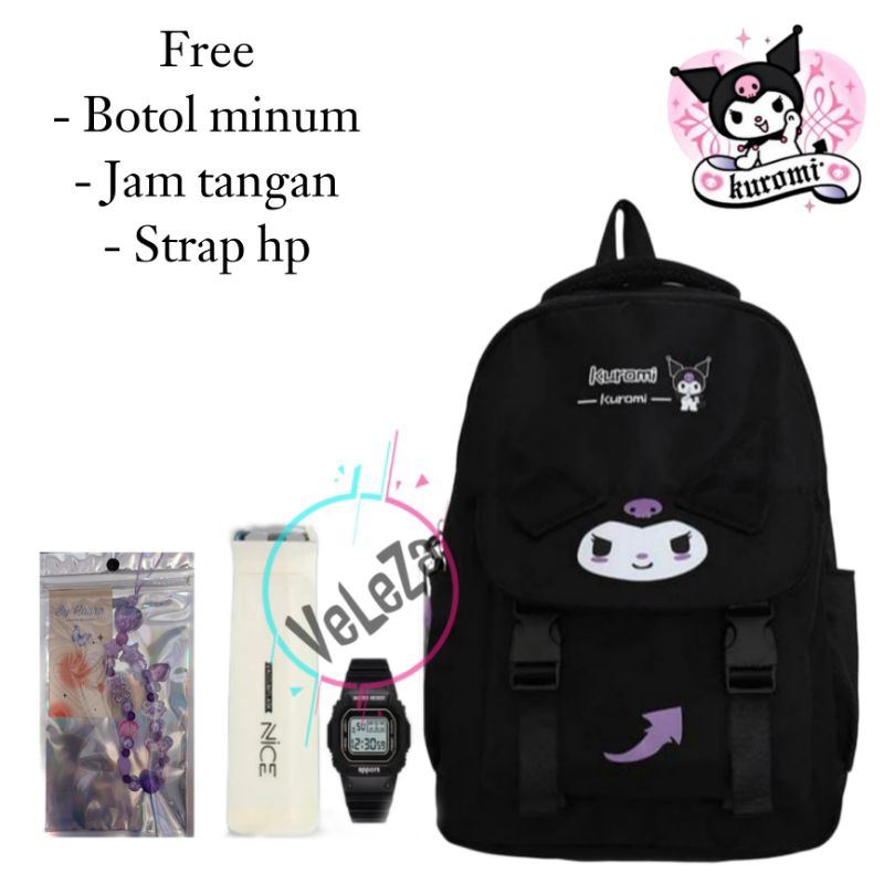 Tas ransel anak perempuan remaja model Sanrio free botol minum jam tangan strap hp tas sekolah SD SM