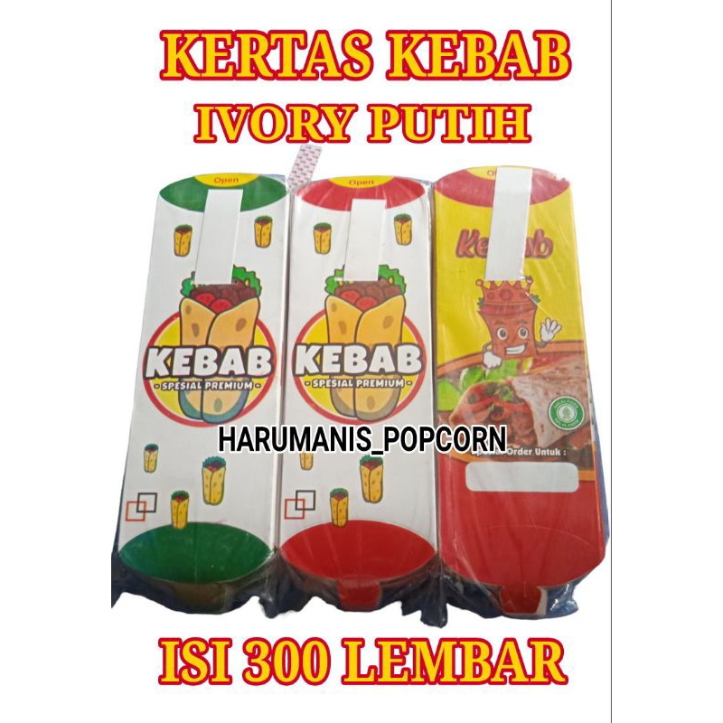 

300 Lembar bungkus kebab / Kertas kebab / Dus kebab ivory putih