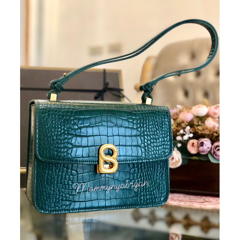 Preloved Buttonscarves  The Audrey Bag  Croco-Green  Medium