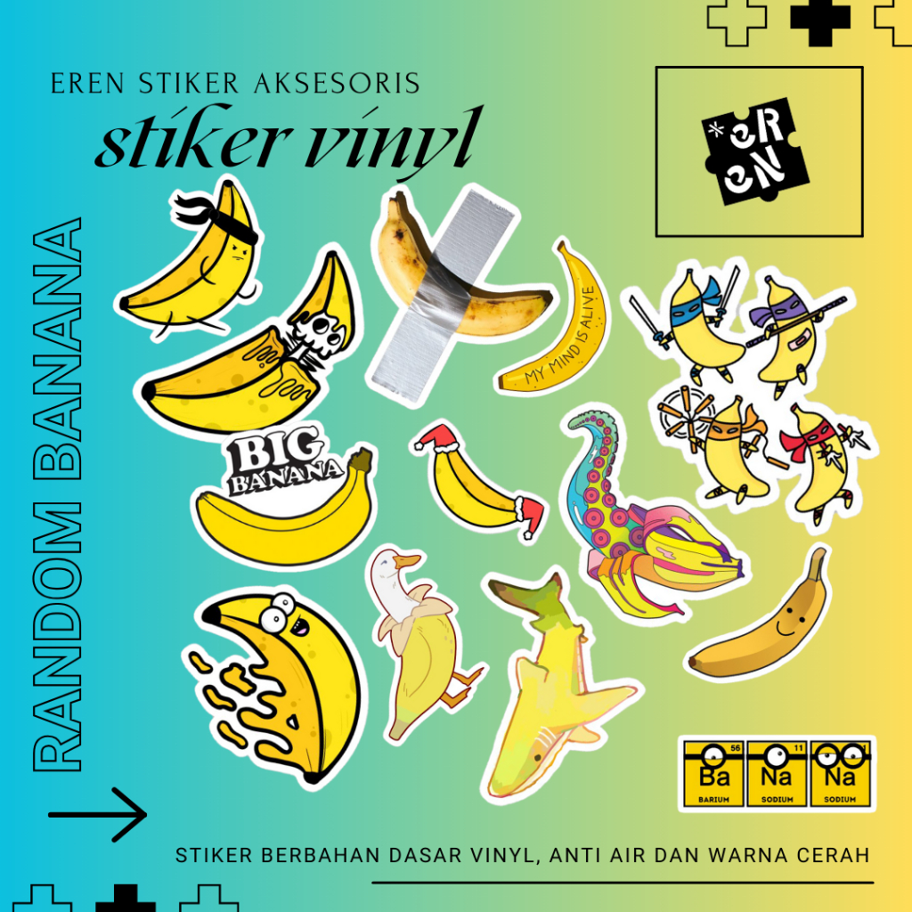 

STIKER ANTI AIR VERSI ANIMASI BANANA PISANG ISI 100 PCS PREMIUM
