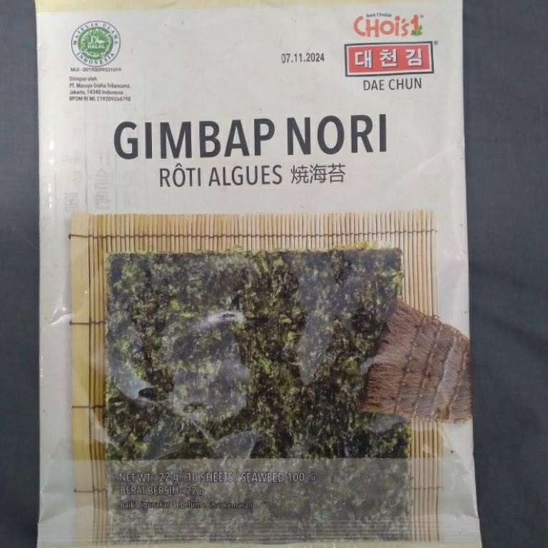 

Daechun Gimbab Sushi Nori 10s (Grade A)/Halal Mui →Diskon