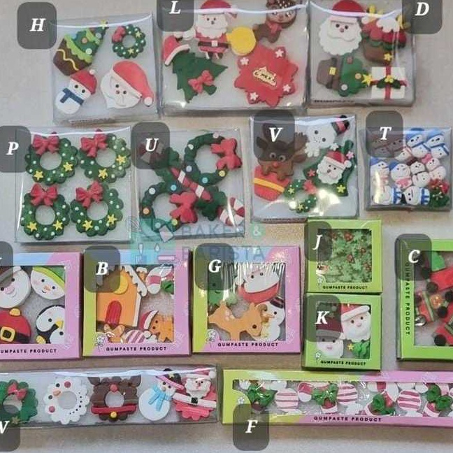 

PTQM6389 COD Gumpaste Natal Christmas Xmas / hiasan kue gumpaste natal