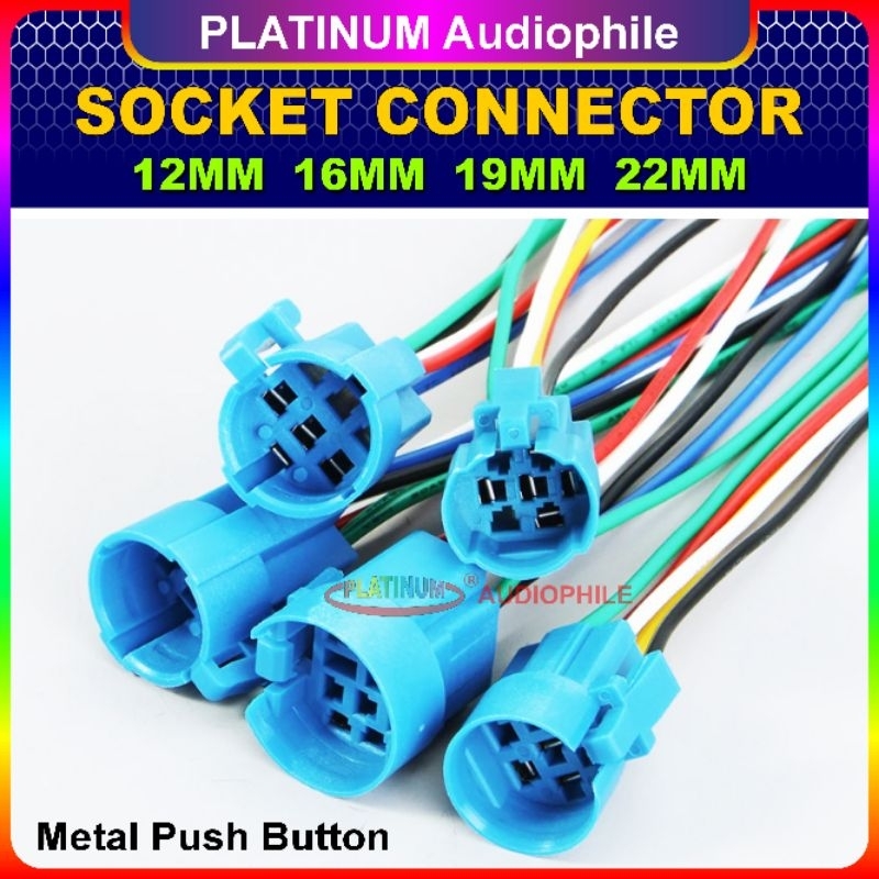Soket Kabel Konektor untuk Metal Push Button Socket Cable Connector 12mm 16mm 19mm 22mm