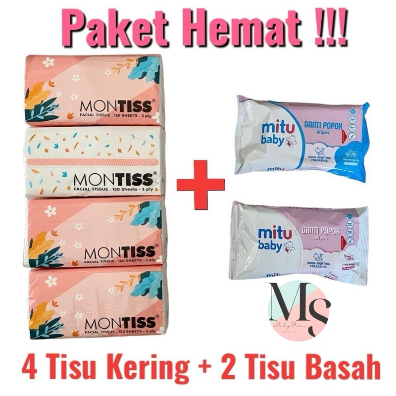 Paket Tisu Kering + Tisu Basah (Montis/Mitu)