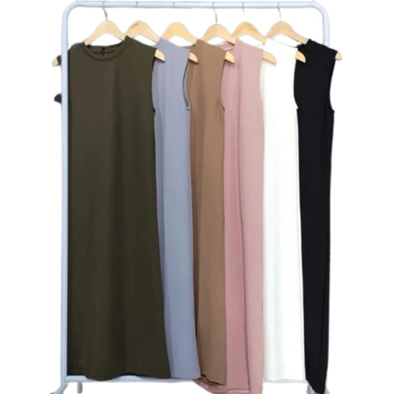 Gamis Wanita Lengan Buntung Jumbo, Inner Dress Jersey Premium