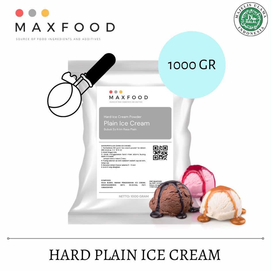 

NDFY8632 11.11 MAXFOOD - Hard Plain Ice Cream / Bubuk Es Krim Rasa Plain 1 Kg