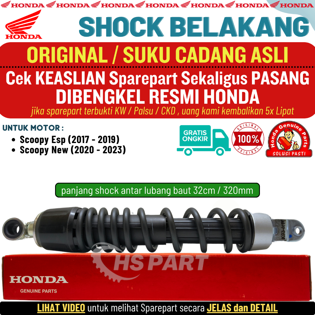 Shock Shockbreaker Belakang Scoopy Fi 2017 2018 2019 2020 2021 2022 2023 Original AHM Honda