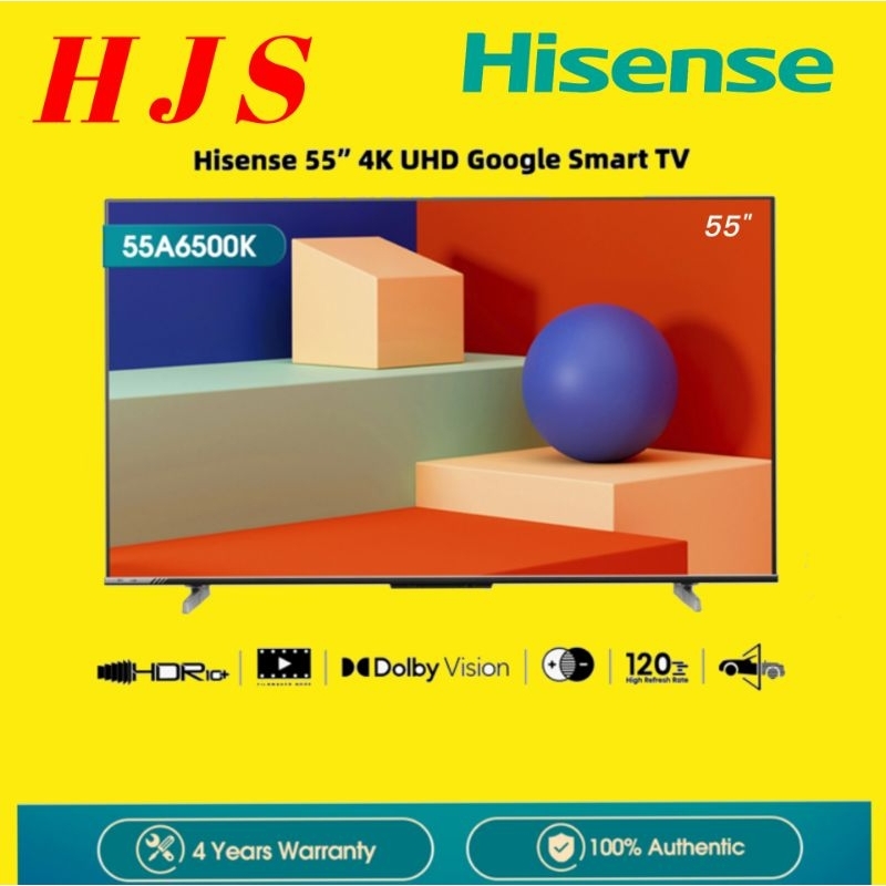 TV LED HISENSE 55 INCH / 55"
55A6500K SMART GOOGLE TV 4K UHD DOLBY