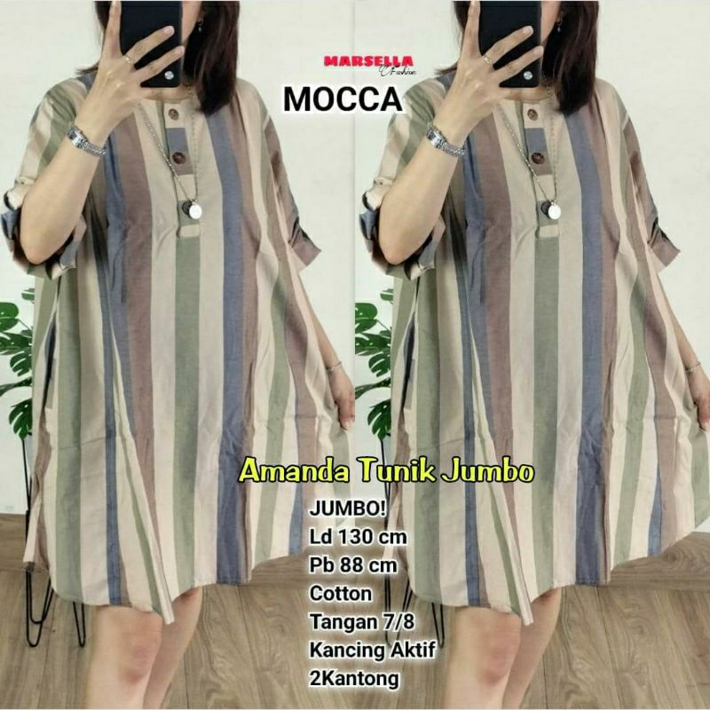 Amanda tunik jumbo/atasan wanita/tunik jumbo/tunik big size/tunik Ld.130/outfit bisa cod