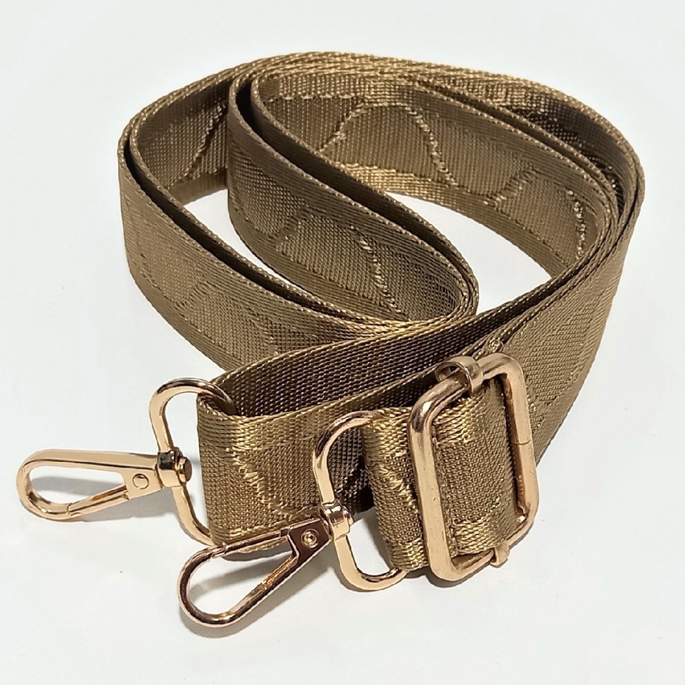 Strap Tali Tas Panjang Nilon Gelombang Pengait Besi Gold