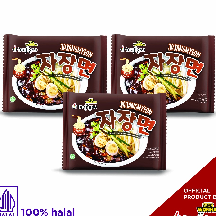 

TYJQ6270 5.5 COD PAKET ISI 3 - Mujigae by Wonhae Jajangmyeon 265 gr / Mie Saus Pasta Kedelai Hitam Korea / Jjajjangmyeon / JJajangmyeon / Jjangmyun / Makanan Korea Instan Halal